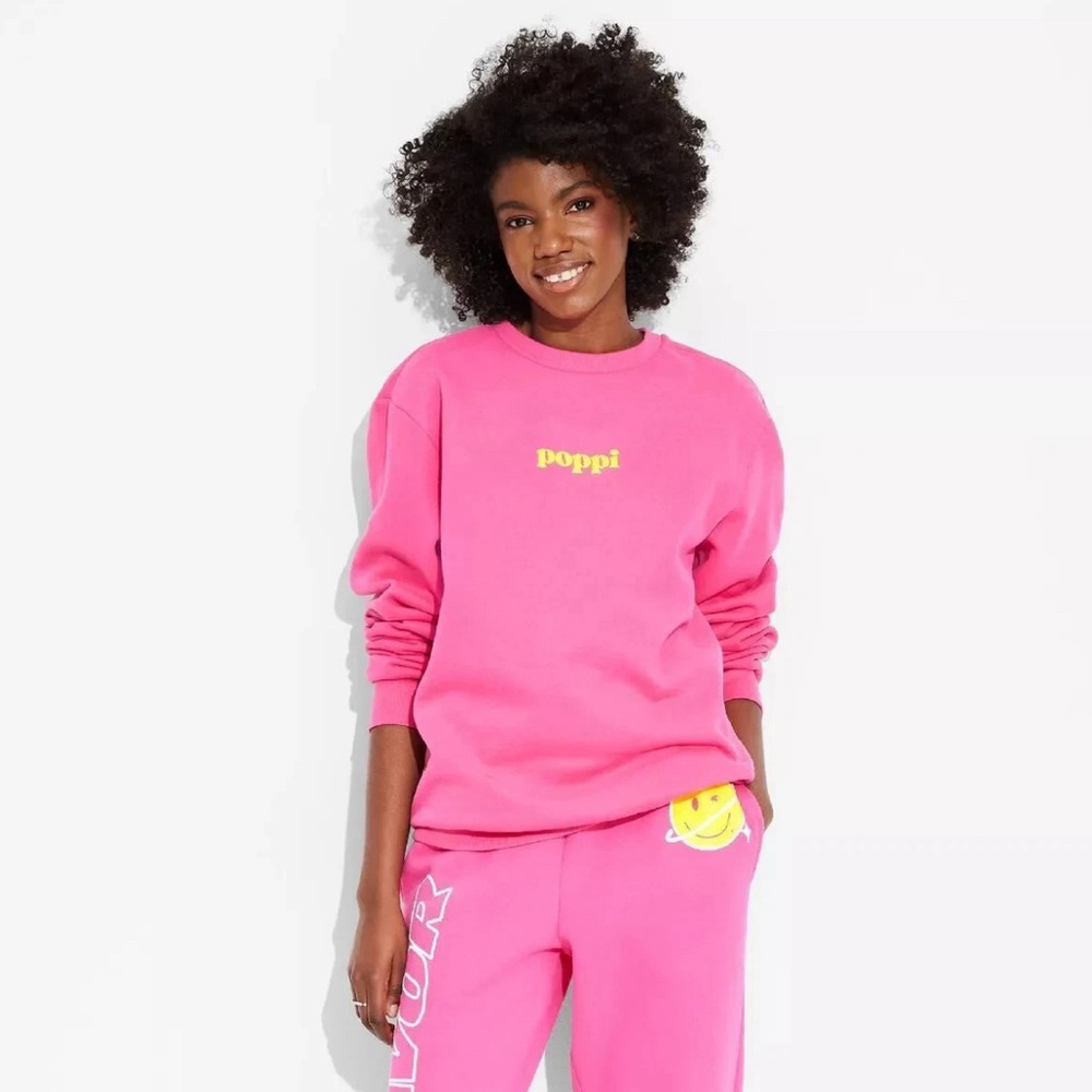 Adult Poppi Forever Icon Graphic Sweatshirt - Pink Size L - Picture 7 of 10